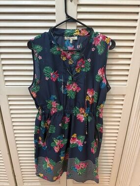 Speed Control Navy Tropical Floral Sleeveless Dress